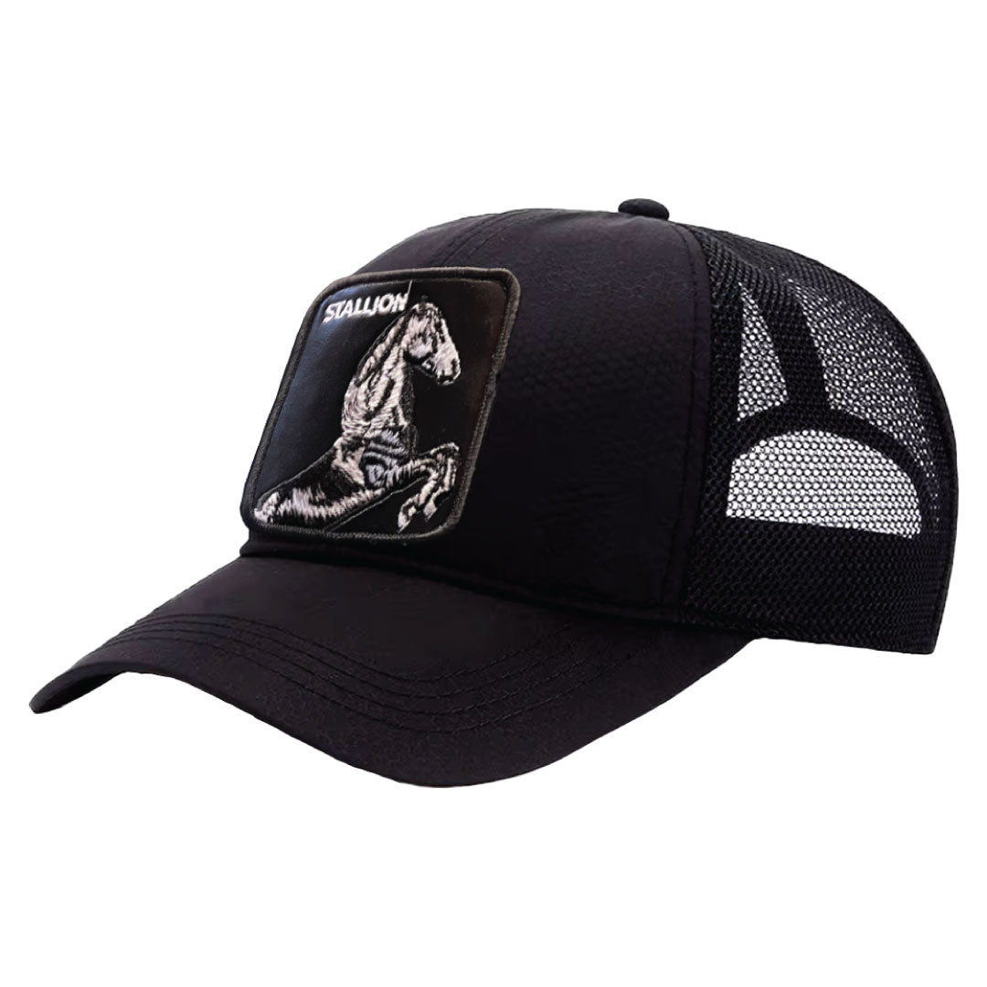 STALLION PU LEATHER TRUCKER HAT/CAP