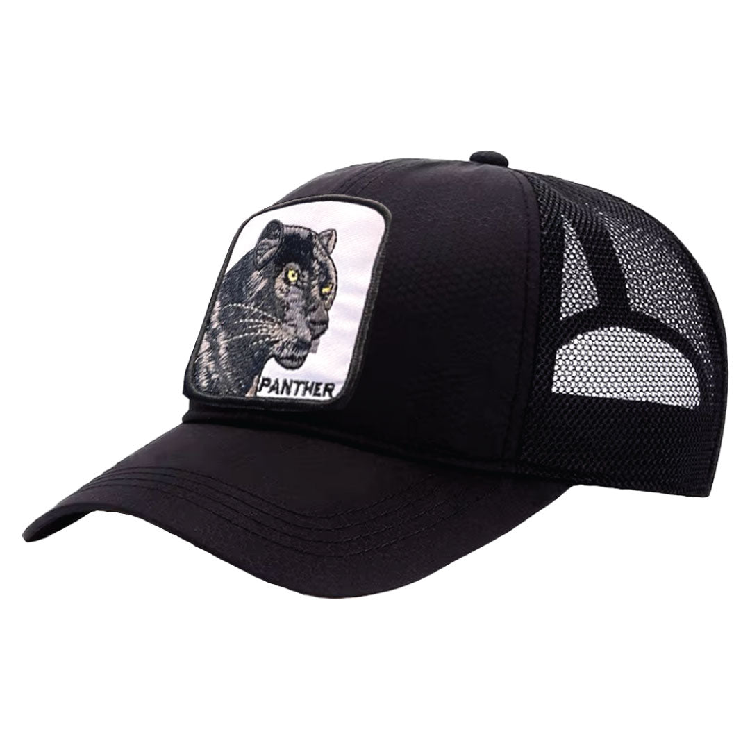 PANTHER PU LEATHER TRUCKER HAT/CAP