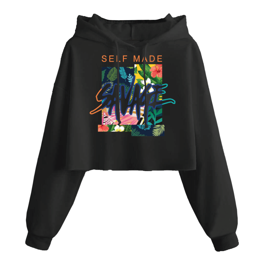 JR SELF MADE SAVAGE CROP HOODIE