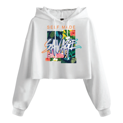 JR SELF MADE SAVAGE CROP HOODIE