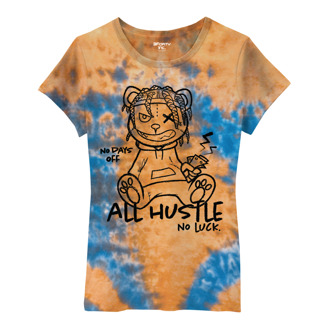 JR ALL HUSTLE NO LUCK TIE DYE TEE