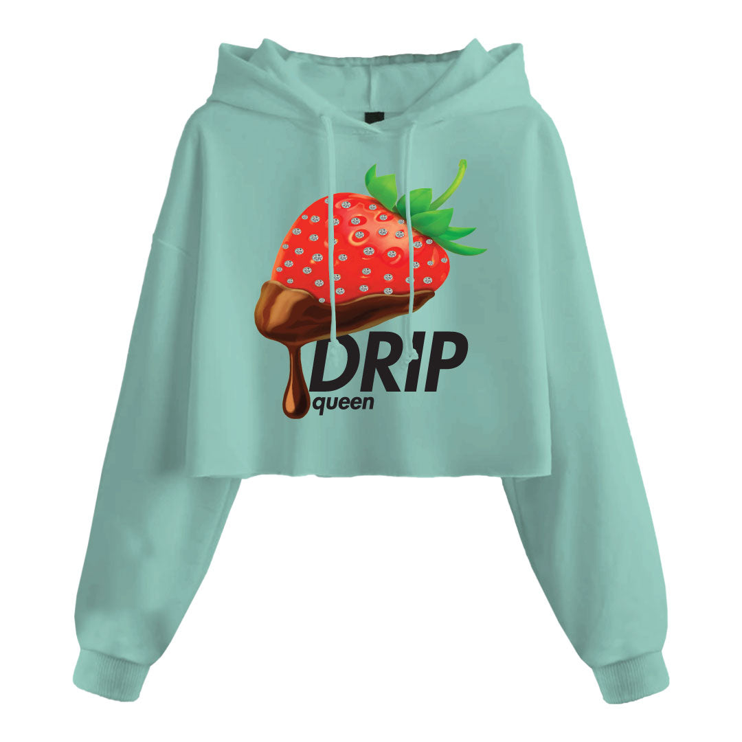 JR DRIP QUEEN RHINESTONE/DIGITAL CROP HOODIE