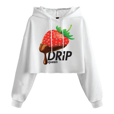 JR DRIP QUEEN RHINESTONE/DIGITAL CROP HOODIE