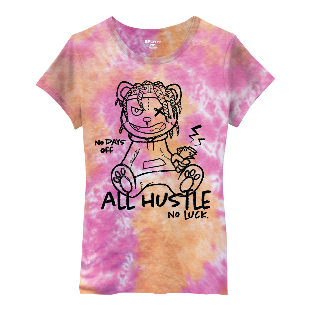 JR All Hustle No Luck Bear Tie Dye Tee